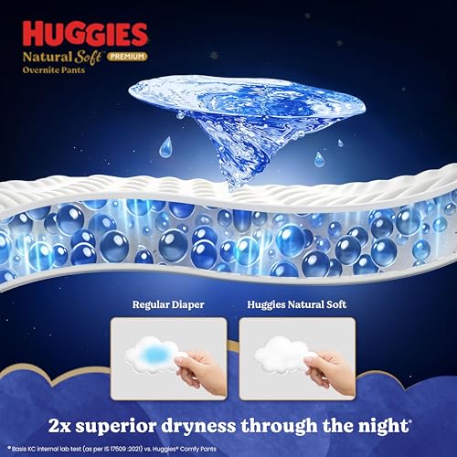Huggies Natural Soft Overnite Diaper Pants| Premium Pant Style Baby Diapers Medium Size (L Size | 9-14 Kgs), 34 count| Keeps baby dry all night with cloud softness all over - Image 4