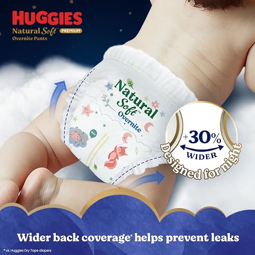 Huggies Natural Soft Overnite Diaper Pants| Premium Pant Style Baby Diapers Medium Size (L Size | 9-14 Kgs), 34 count| Keeps baby dry all night with cloud softness all over - Image 5