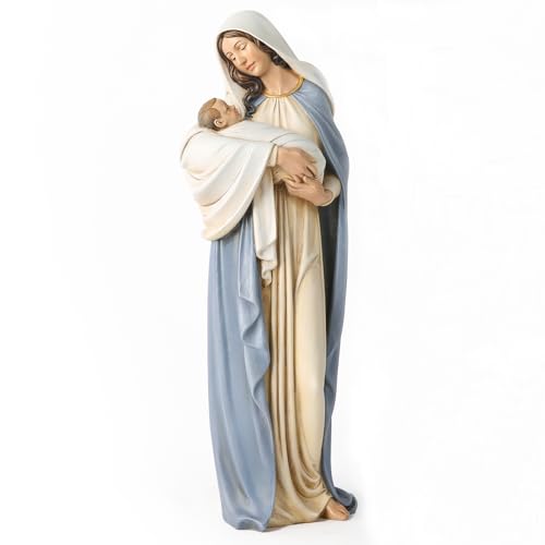 BC BUILDCLASSIC BC Catholic Madonna with Child Statue, Blessed Virgin Mary Figure, Holy Mother Religious Gift for Mom, 12.75" H, Hand Painted Classical Renaissance Sculpture Masterpiece by Buildclassic - Image 1