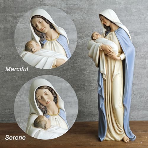 BC BUILDCLASSIC BC Catholic Madonna with Child Statue, Blessed Virgin Mary Figure, Holy Mother Religious Gift for Mom, 12.75" H, Hand Painted Classical Renaissance Sculpture Masterpiece by Buildclassic - Image 2