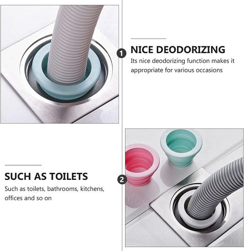 SHIDHMI SHIDHMI Silicone Drain Pipe Hose Sealing Plug, Washing Machine Plug Ring Hose Deodorant Sewer Seal Ring Clean Tool for Home Bathroom,Laundry Room,Kitchen,Floor Drain (Set of 2 Pieces, Radom Color)  - Image 2