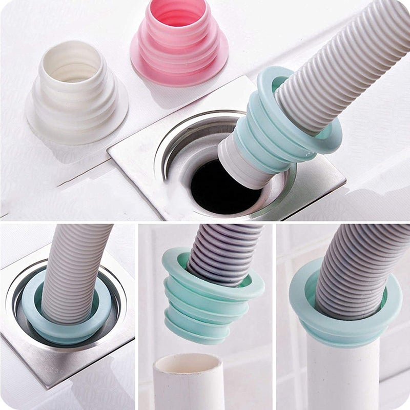 SHIDHMI SHIDHMI Silicone Drain Pipe Hose Sealing Plug, Washing Machine Plug Ring Hose Deodorant Sewer Seal Ring Clean Tool for Home Bathroom,Laundry Room,Kitchen,Floor Drain (Set of 2 Pieces, Radom Color)  - Image 3