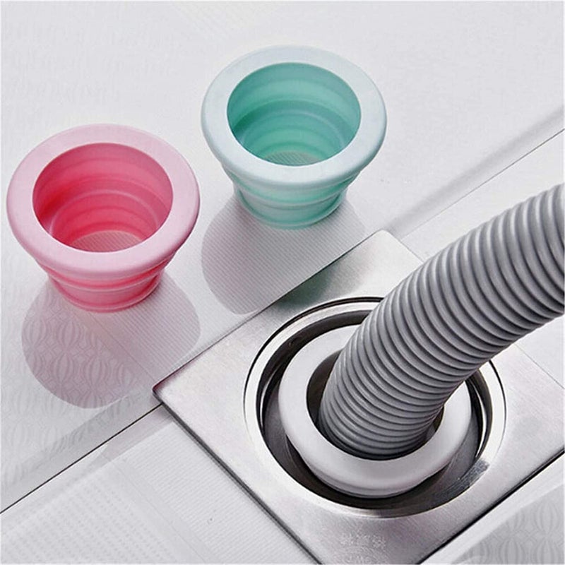 SHIDHMI SHIDHMI Silicone Drain Pipe Hose Sealing Plug, Washing Machine Plug Ring Hose Deodorant Sewer Seal Ring Clean Tool for Home Bathroom,Laundry Room,Kitchen,Floor Drain (Set of 2 Pieces, Radom Color)  - Image 1