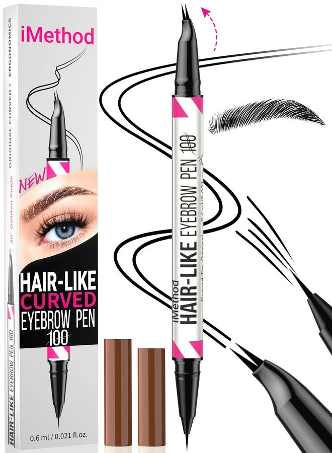 iMethod Curved Eyebrow Pen - Eyebrow Pencil 2-in-1 Dual-Ended Eyebrow Pen with Curved Tip and Precise Brush-Tip, Microblading Eyebrow Pen for Natural Hair-Like Brows, Long Lasting, Black - Image 1