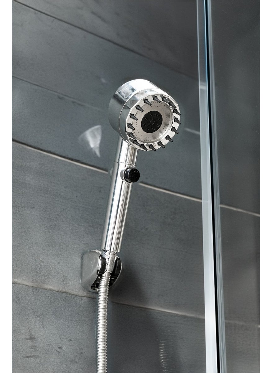 Ömas Otomasyon - Ömas Automation 3 Function Aqua Therapy Massage Shower Head Set, Chrome Color Shower Set, Hose, Jointed Shower Set - Image 1