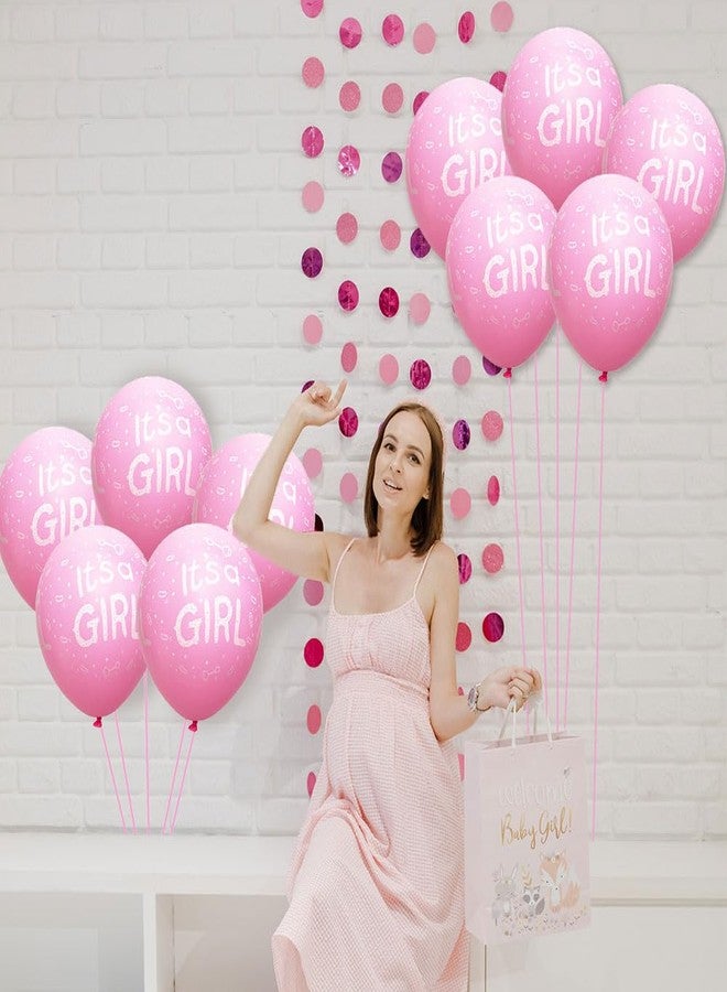AnnoDeel 50 Pcs It's a Girl Balloons, 12inch Pink Girl Latex Balloons for Baby Shower Birthday Party Supply Docarations - Image 3