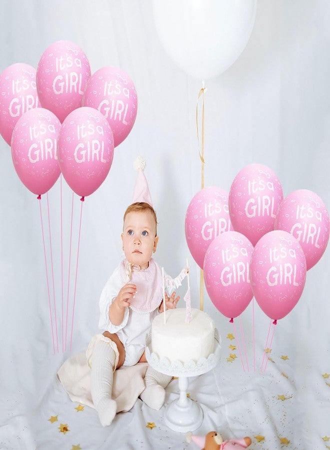 AnnoDeel 50 Pcs It's a Girl Balloons, 12inch Pink Girl Latex Balloons for Baby Shower Birthday Party Supply Docarations - Image 4