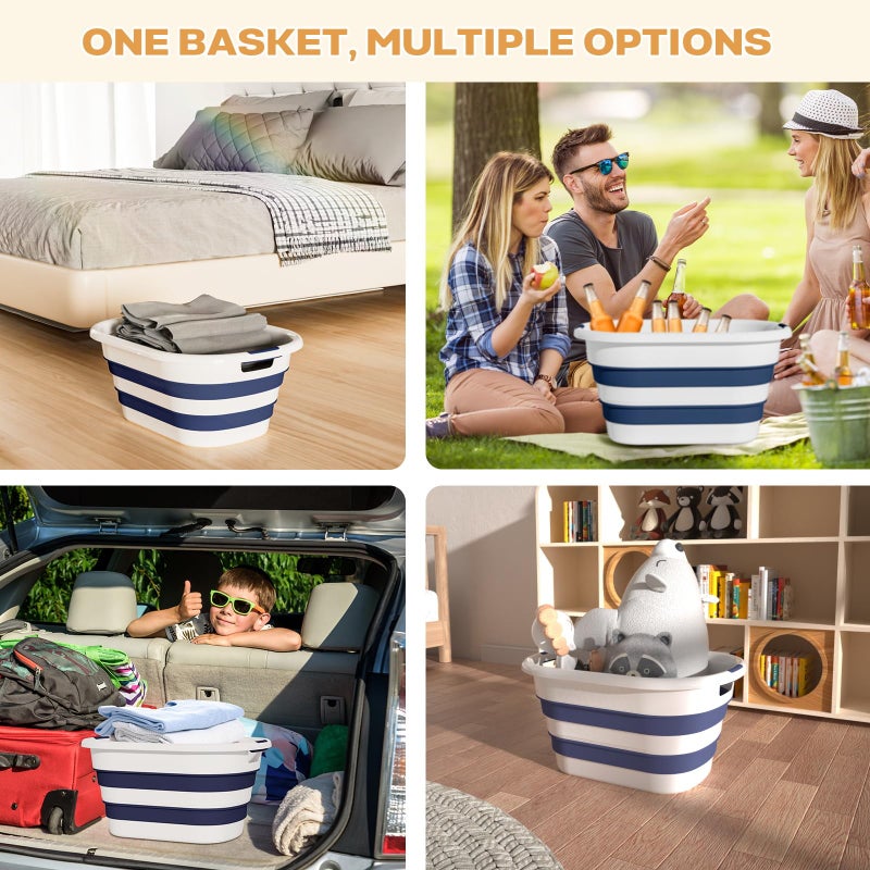 OOAMBB 43L(11.5Gallon) Collapsible Laundry Basket Plastic, Pop Up Laundry hamper/Storage Container, Foldable Laundry Basket with Large Capacity,Sturdy,Space Saver (Blue, 1 Pack) - Image 5