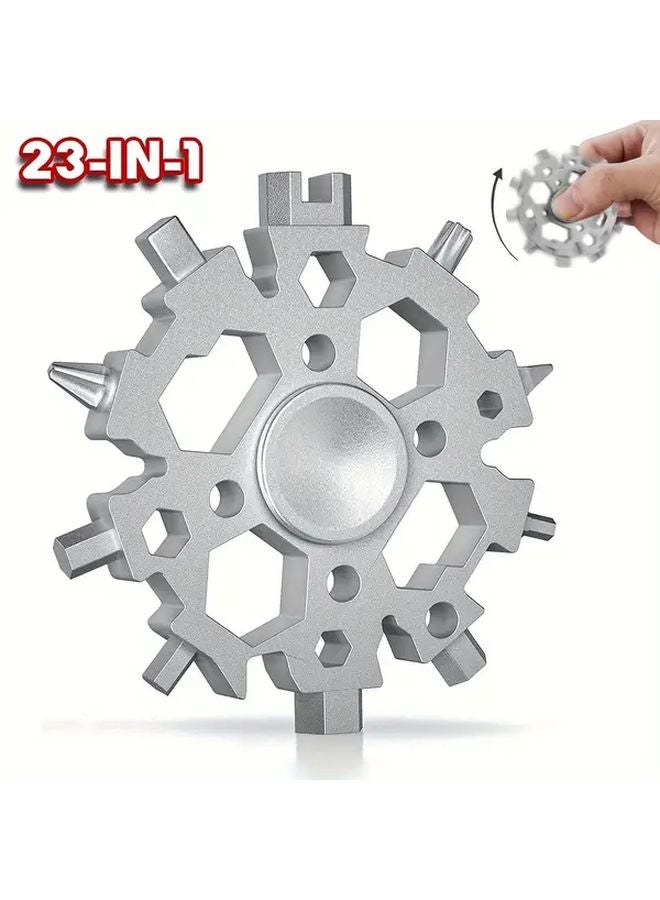 23 In 1 Silvery Snowflake Multi Tool With Screwdriver And Wrench Gift For Men - Image 3
