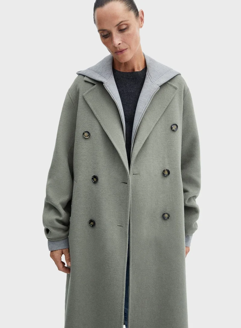 MANGO Button Detail Longline Coat