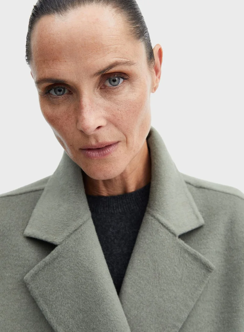 MANGO Button Detail Longline Coat