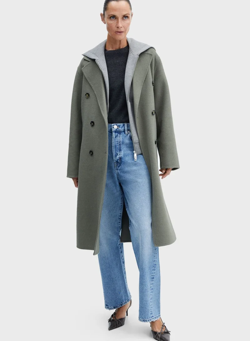 MANGO Button Detail Longline Coat