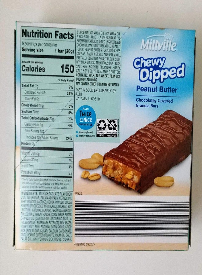 Millville Chewy Dipped Chocolate Cover Granola Bar (Peanut Butter) - Image 2