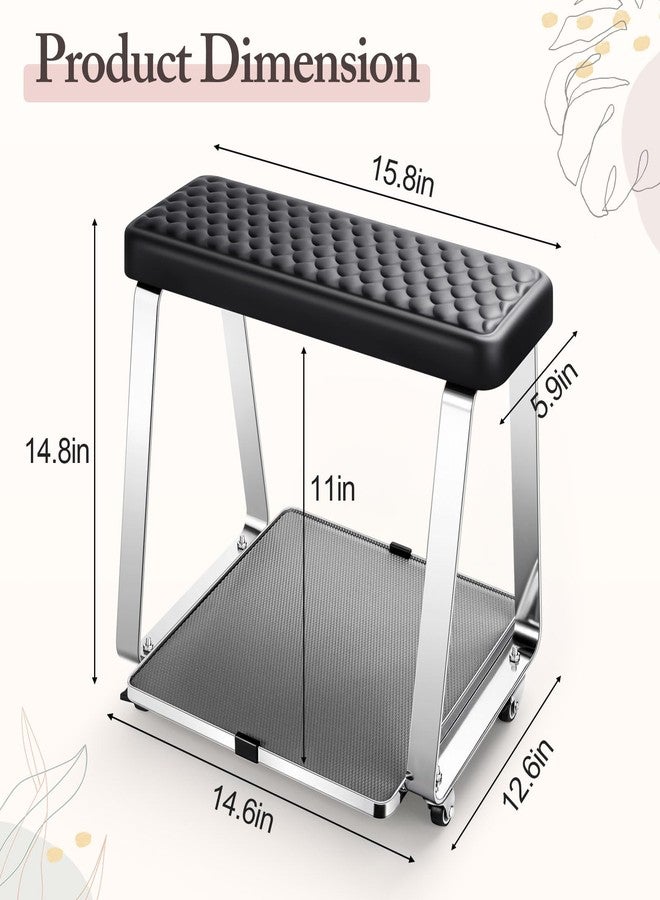 SZSJA Pedicure Foot Rest for Nails Tech, Pedicure Cart with Wheels and Cushion Manicure Pedicure Stool for Spa, Salon, Massage & Home - Image 1