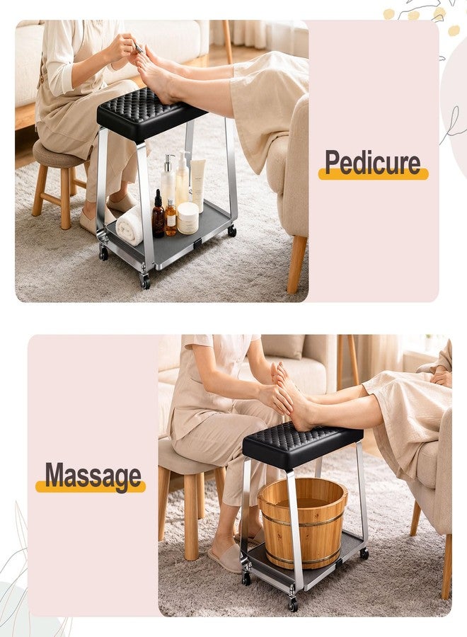SZSJA Pedicure Foot Rest for Nails Tech, Pedicure Cart with Wheels and Cushion Manicure Pedicure Stool for Spa, Salon, Massage & Home - Image 4