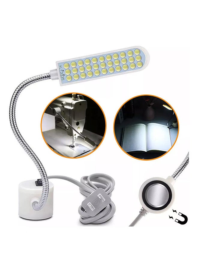 Aoresac - Aoresac Sewing Machine Light LED Lighting (30LEDs) 2 Watt for Workbench Lathe Drill Press Daylight White Flexible Gooseneck Arm Work Lamp with Magnetic Mounting Base White - Image 1