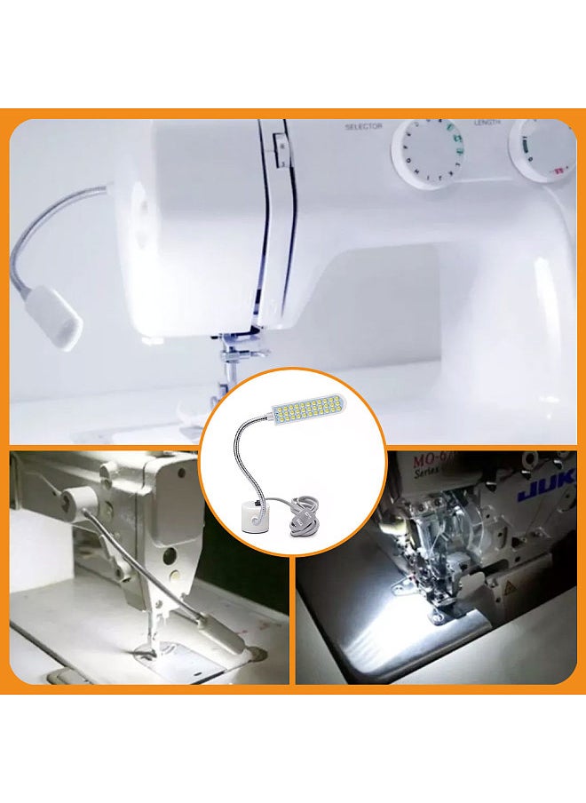 Aoresac - Aoresac Sewing Machine Light LED Lighting (30LEDs) 2 Watt for Workbench Lathe Drill Press Daylight White Flexible Gooseneck Arm Work Lamp with Magnetic Mounting Base White - Image 1