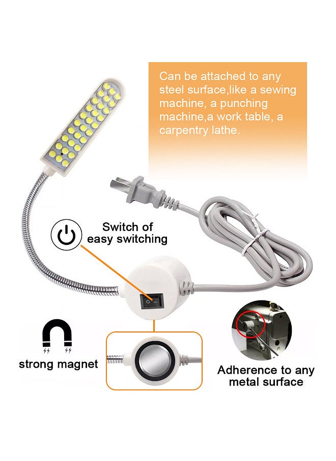 Aoresac - Aoresac Sewing Machine Light LED Lighting (30LEDs) 2 Watt for Workbench Lathe Drill Press Daylight White Flexible Gooseneck Arm Work Lamp with Magnetic Mounting Base White - Image 1
