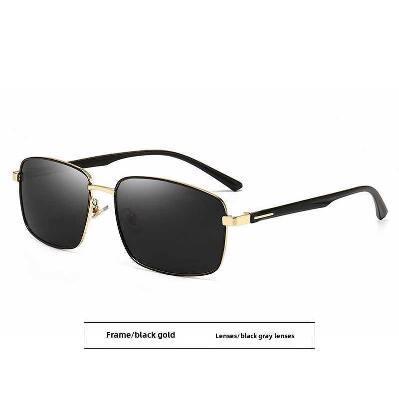 Generic New Polarized Metal Sunglasses for Men Fashion Square Frame Black gold frame black Gray chip 