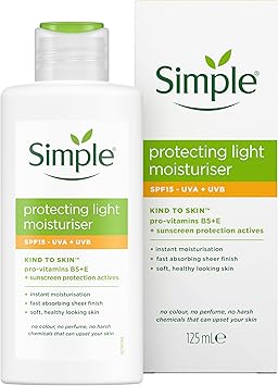 Simple Kind to Skin Protecting Light Moisturiser SPF 15 with provitamin B5 vitamin E and glycerin lotion for sensitive skin 125 ml - Image 2