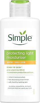 Simple Kind to Skin Protecting Light Moisturiser SPF 15 with provitamin B5 vitamin E and glycerin lotion for sensitive skin 125 ml - Image 1