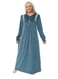 Daadouch Women's Casual Velvet Nightgown with Long Sleeves - pzsku/Z952A25891E7F2D8C424DZ/45/_/1735124487/43462b4f-98f2-4629-af68-9b8a0eecfdf9