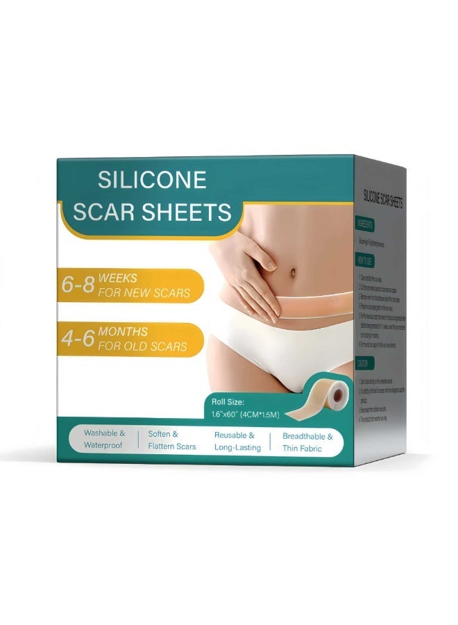 ningnatural Silicone Scar Sheets 1.5ms Medical Silicone Scar Tape Roll Easy Tear Soft Silicone Tape for Scars Removal Reusable Painless Silicone Sheets for Surgery Scars Section Burn Keloid - Image 1