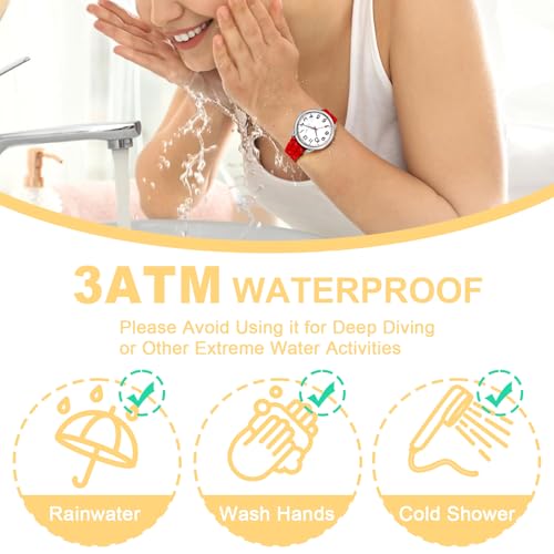 Asan Ge 36MM Women's Watch - Comfortable Silicone Band, 3ATM Water Resistant, Scratch Resistant, Accurate Japanese Quartz - Stylish & Reliable,Women's Wrists Large Face Watch Easy to Read (Red) - Image 2