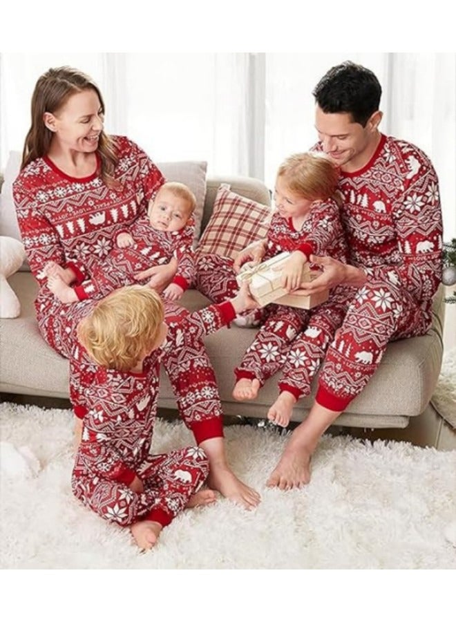 GGEROU بدلات بيجاما عائلية متطابقة - بيجامات عائلية متطابقة للبالغين والأطفال والأزواج والأطفال - ملابس نوم بأكمام طويلة لمناسبات العطلات ومجموعات استرخاء العطلات - Image 4