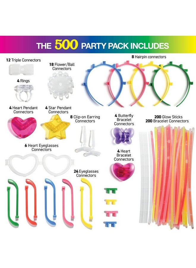 Play22 500 Glow Sticks Party Pack Necklaces And Bracelets - Ultra Bright Glow In The Dark Party Supplies, Bulk 8” Mixed Colors 200 Sticks And 300 Accessories - For Halloween, Christmas, Birthday  - Image 3