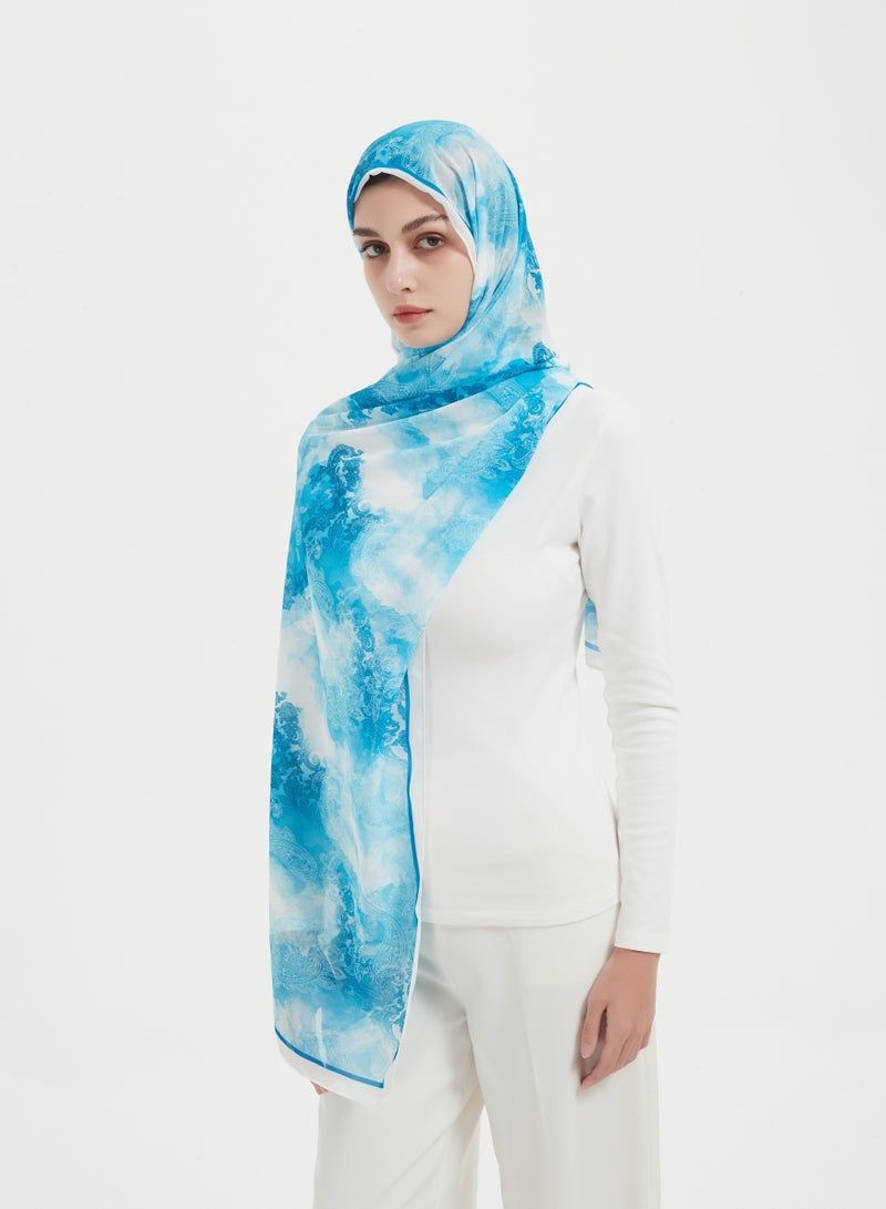 ShineShe Fashionable Chiffon Floral Print Long Scarf Headscarf - Image 1