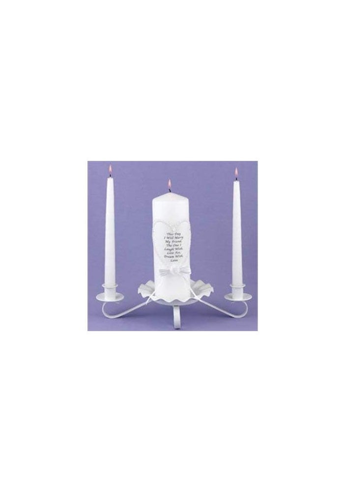 Hortense B. Hewitt Unity Candle Set with 9-Inch Pillar and 10-Inch Tapers - White Wedding Decor - Image 3