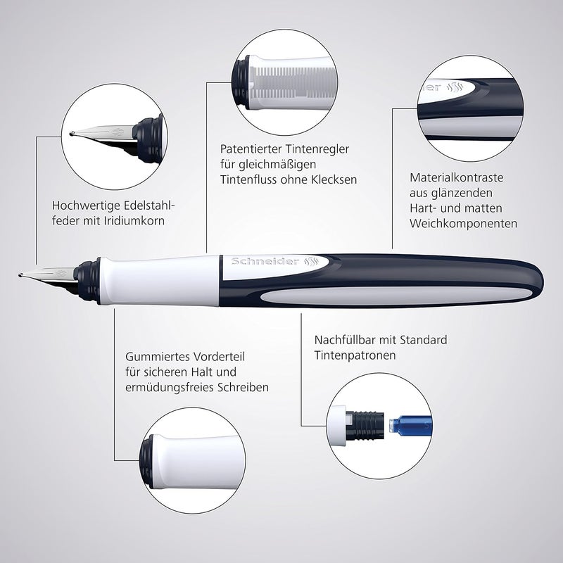 Schneider Ray 168212 Fountain Pen Right-Handed with Standard Ink Cartridge Royal Blue Fresh - Image 4