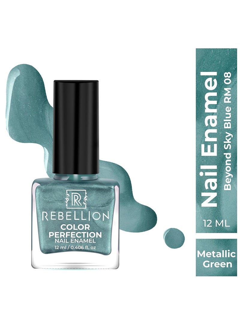 ريبيليان طلاء أظافر ريبيليون كلر بيرفيكشن 12 مل أخضر معدني بيوند سكاي بلو RM08 - Image 1