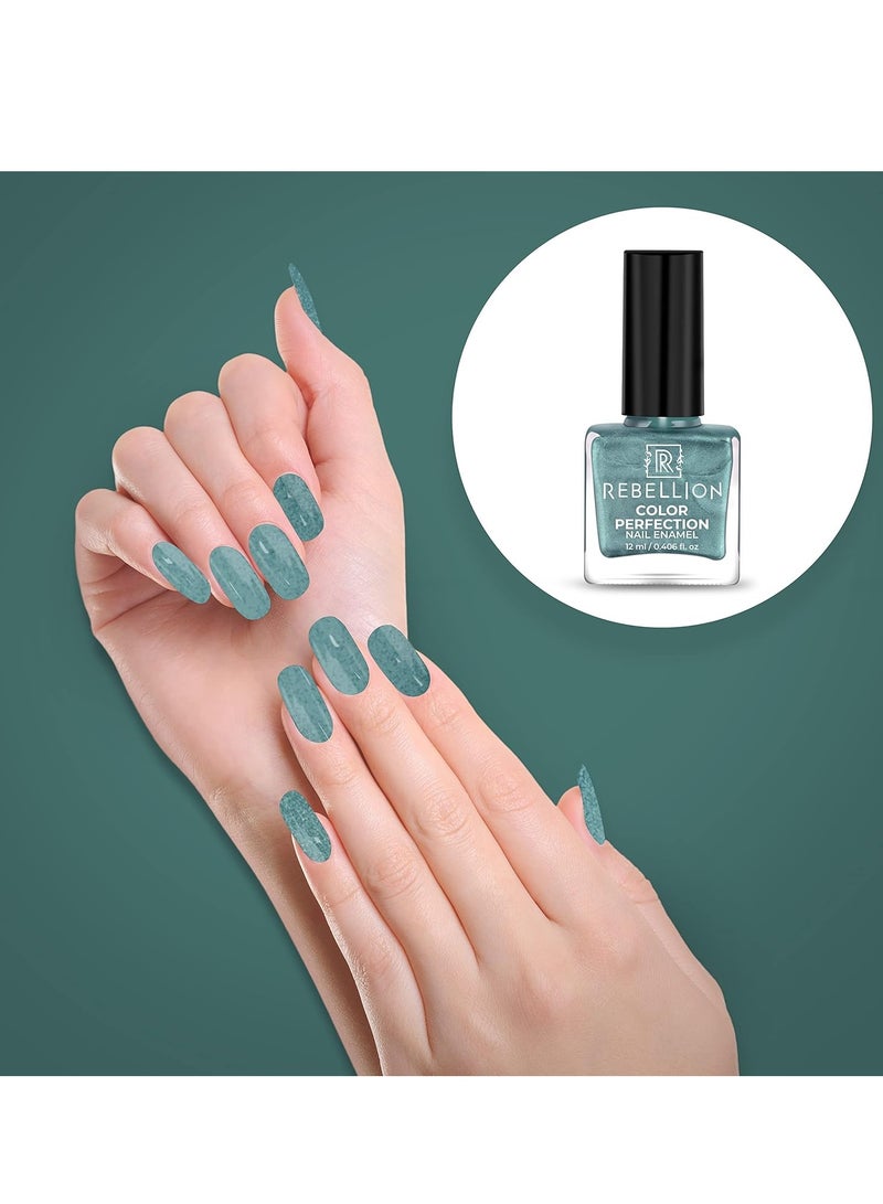 ريبيليان طلاء أظافر ريبيليون كلر بيرفيكشن 12 مل أخضر معدني بيوند سكاي بلو RM08 - Image 2