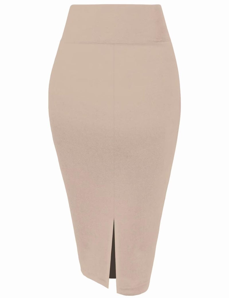 Hybrid & Company Women's Techno/Scuba Stretchy Office Pencil Skirt KSK43584 1139 Stone L - Image 2