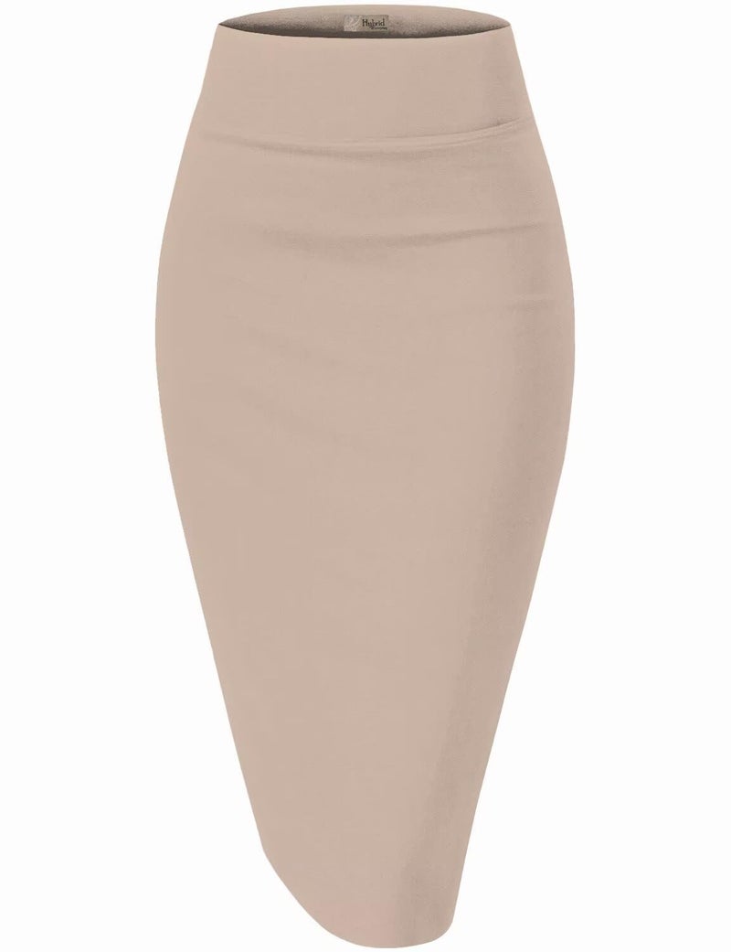 Hybrid & Company Women's Techno/Scuba Stretchy Office Pencil Skirt KSK43584 1139 Stone L - Image 1