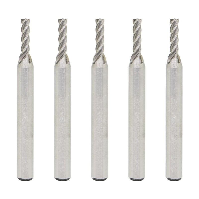 5PCS End Mill Set 1/8" Cutting Dia 1/4" Shank 4 Flute HSS End Mill Drill Bit, CNC End Milling Cutter for Wood, Aluminum, Steel, Titanium, Foam, Plastic