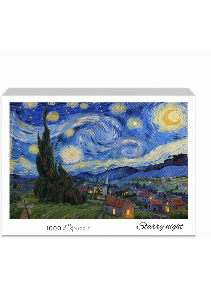 1000 pieces of Van Gogh style puzzle, star moon night theme puzzle, creative design patterns, rich and colorful artistic experience, puzzle leisure, suitable for adults and children - Image 2