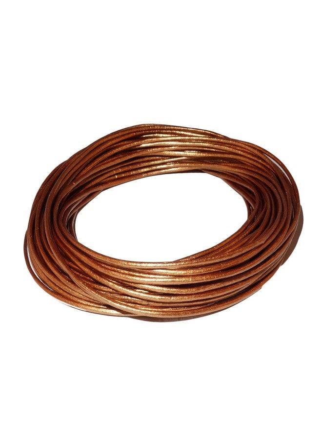 Cords Craft 1mm Metallic Round Leather Cord for Jewelry Making, Beading & Braiding Work, Leather Cording Bracelet (Metallic Copper) 10 Meters - Image 1