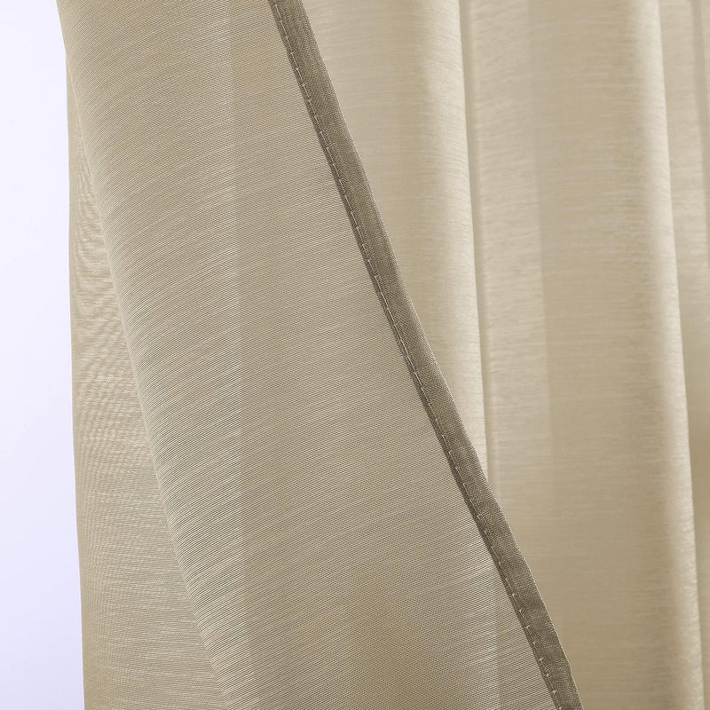 DONREN 108 Inch Extra Length Sheer Curtains for Bedroom - Grommet Top Solid Luxury Soft Gauze Voile Window Panels for Patio(52 W x 108 L,Taupe,2 Pieces) - Image 3