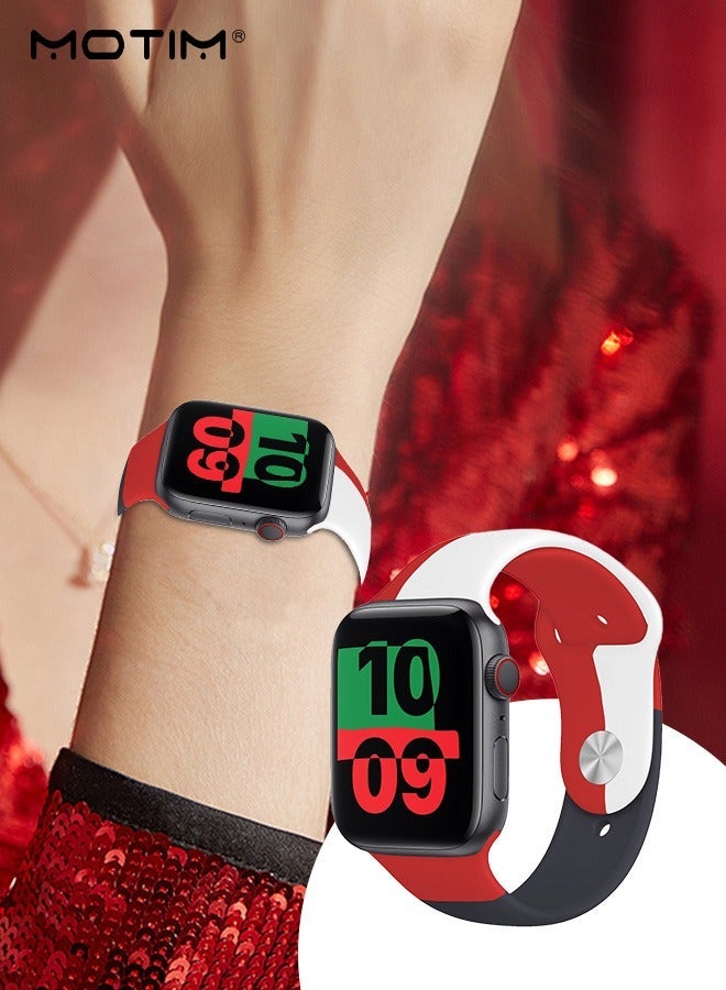 Motim Soft Silicone Sports Strap/Band Compatible Apple Watch 38mm 40mm 41mm S/M Adjustible Waterproof Watch Replacement Strap for iWatch SE Series 8/7/6/5/4/3/2/1 - Image 1