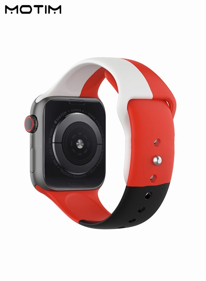 Motim Soft Silicone Sports Strap/Band Compatible Apple Watch 38mm 40mm 41mm S/M Adjustible Waterproof Watch Replacement Strap for iWatch SE Series 8/7/6/5/4/3/2/1 - Image 2