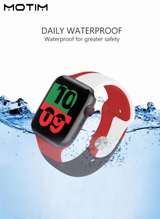 Motim Soft Silicone Sports Strap/Band Compatible Apple Watch 38mm 40mm 41mm S/M Adjustible Waterproof Watch Replacement Strap for iWatch SE Series 8/7/6/5/4/3/2/1 - Image 3