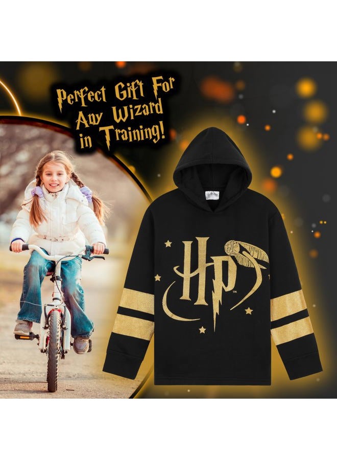 Harry Potter Hoodie Girls Teenagers Soft Hogwarts Black/Gold/Red Zip Up Hoodie Sweatshirt Girls Jumpers Age 5-14 Gifts for Girls (Black HP Hooded, 13-14 Years) - Image 2