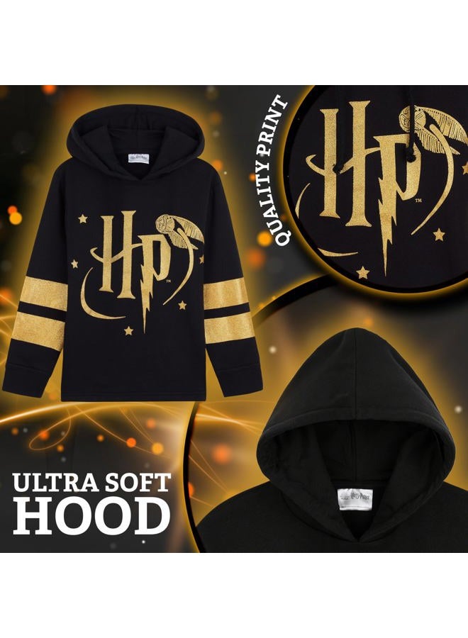 Harry Potter Hoodie Girls Teenagers Soft Hogwarts Black/Gold/Red Zip Up Hoodie Sweatshirt Girls Jumpers Age 5-14 Gifts for Girls (Black HP Hooded, 13-14 Years) - Image 4