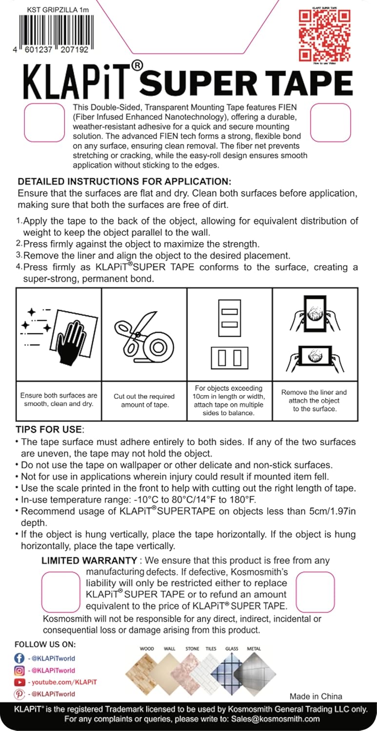 KLAPiT Super Tape - Gripzilla Heavy Duty Double-Sided Nano Tape - Image 5