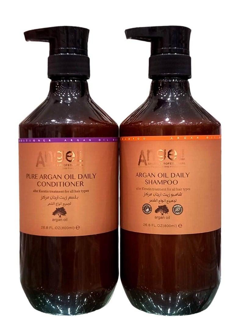 Angel - Argan Oil Daily Shampoo 800 ml Pure Argan Oil Daily Conditioner 500 ml - Image 1