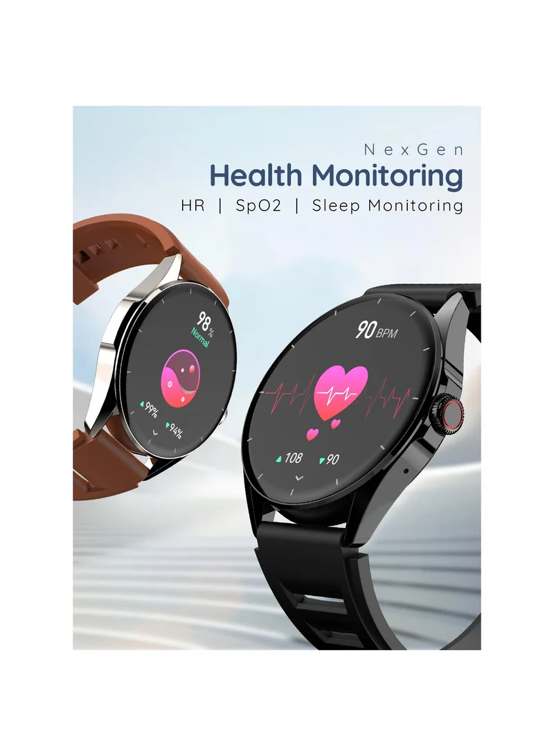 Pebble Cosmos Valor 1.43" Smartwatch for Men and Women, AMOLED Display, 700 Nits Brightness, Always On, Bluetooth Calling, Health Suite, AI Voice Assistant, Step Pedometer, Alarm & Notification, Rotating Crown