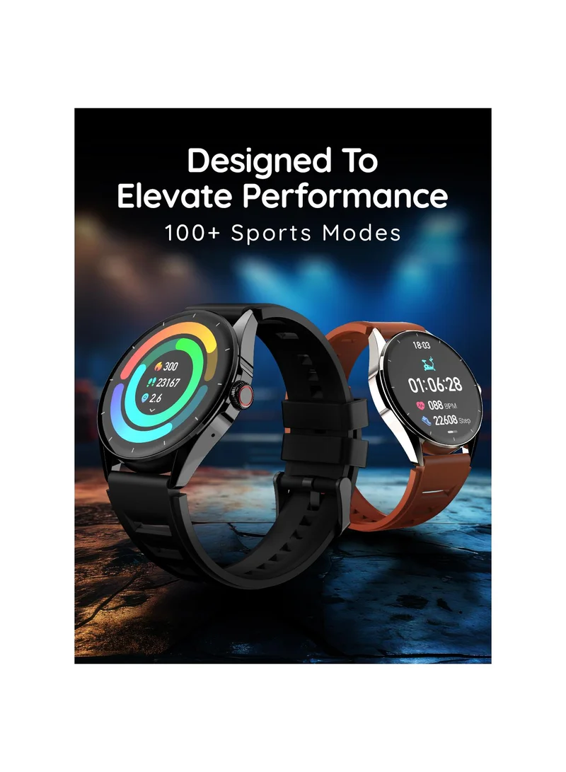 Pebble Cosmos Valor 1.43" Smartwatch for Men and Women, AMOLED Display, 700 Nits Brightness, Always On, Bluetooth Calling, Health Suite, AI Voice Assistant, Step Pedometer, Alarm & Notification, Rotating Crown